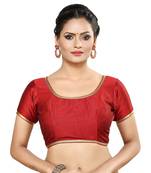 Designer Indian Traditional Maroon Satin Silk Blend Saree Blouse Materials Unstitched  