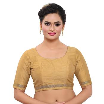 Gold Silk Plain Readymade Blouse 1