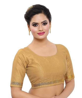 Gold Silk Plain Readymade Blouse 3