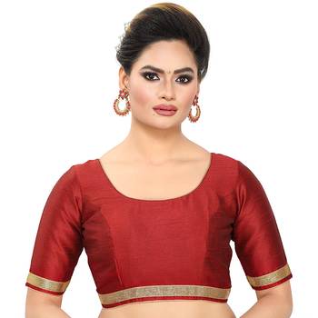 Red Silk Plain Readymade Blouse 1