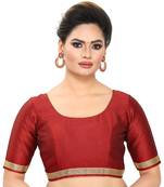 Red Silk Plain Readymade Blouse