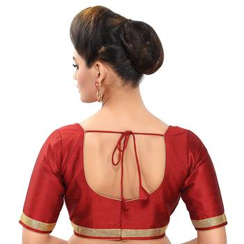 Red Silk Plain Readymade Blouse 2