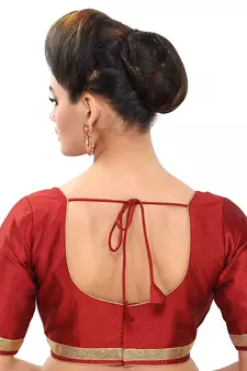 Red Silk Plain Readymade Blouse