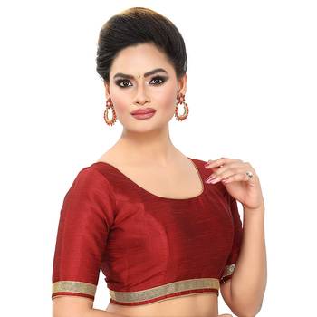 Red Silk Plain Readymade Blouse 3