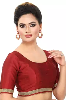 Red Silk Plain Readymade Blouse