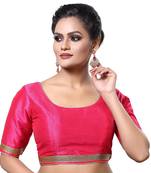 Designer Indian Traditional Pink Satin Silk Blend Saree Blouse Materials Unstitched  