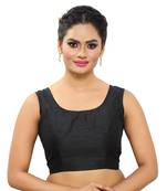 Designer Indian Traditional Black Satin Silk Blend Saree Blouse Materials Unstitched  