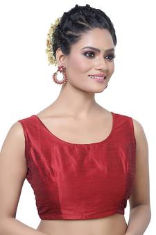 Designer Indian Traditional Maroon Satin Silk Blend Saree Blouse Materials Unstitched  
