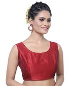 Designer Indian Traditional Maroon Satin Silk Blend Saree Blouse Materials Unstitched  