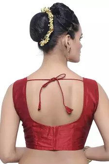 Designer Indian Traditional Maroon Satin Silk Blend Saree Blouse Materials Unstitched  