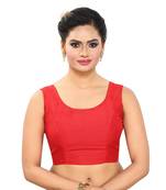 Designer Indian Traditional Red Satin Silk Blend Saree Blouse Materials Unstitched  