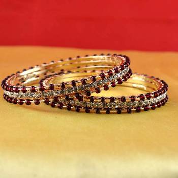 Gold Moti Stone Cz Polki Kundun Meenakari Pearl Bangle Kara 1