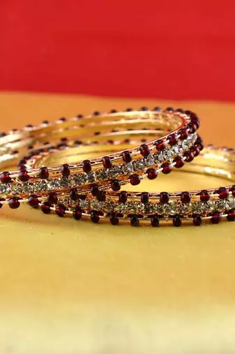 Gold Moti Stone Cz Polki Kundun Meenakari Pearl Bangle Kara