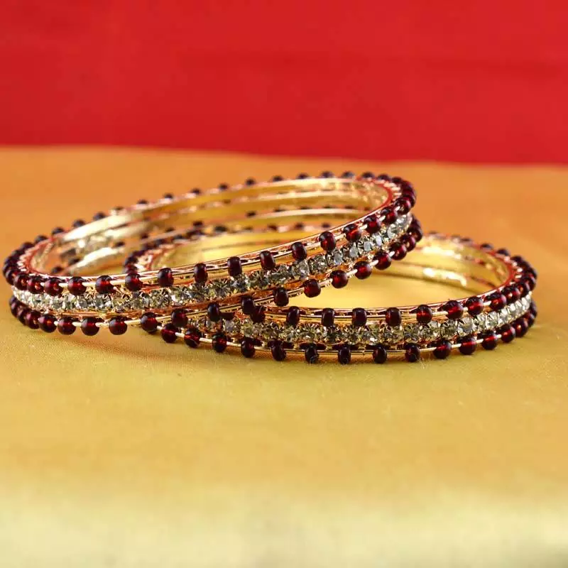 Gold Moti Stone Cz Polki Kundun Meenakari Pearl Bangle Kara