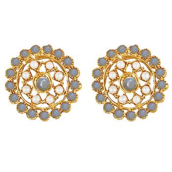 Mad Club Gold Plated Pearl Diamond Kundan Choker Necklace with Round Earrings Traditional Jewellery Set 4