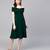 Dark Green Off-Shoulder Pleated Fit & Flare Dress