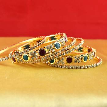 gold moti stone cz polki kundun meenakari pearl bangle kara size-2.4,2.6,2.8 1