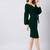 Dramatic Entrance Dark Green Lantern Sleeve Wrap Dress 