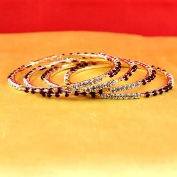 Gold Moti Stone Cz Polki Kundun Meenakari Pearl Bangle Kara 1
