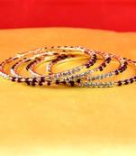 Gold Moti Stone Cz Polki Kundun Meenakari Pearl Bangle Kara