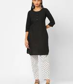 Black plain cotton ethnic-kurtis