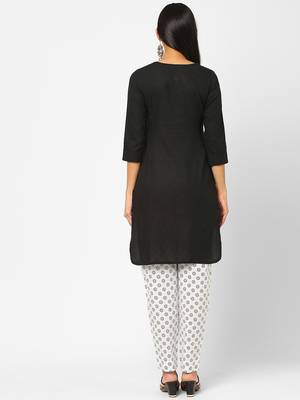 Black plain cotton ethnic-kurtis 2