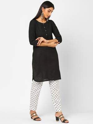 Black plain cotton ethnic-kurtis 3