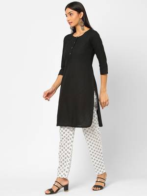 Black plain cotton ethnic-kurtis 4