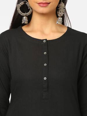 Black plain cotton ethnic-kurtis 5