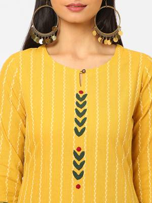 Yellow plain cotton ethnic-kurtis 5