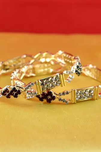 Gold Moti Stone Cz Polki Kundun Meenakari Pearl Bangle Kara Size