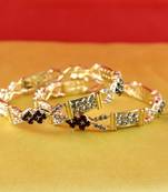 Gold Moti Stone Cz Polki Kundun Meenakari Pearl Bangle Kara Size