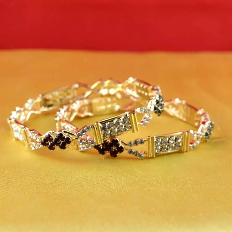 Gold Moti Stone Cz Polki Kundun Meenakari Pearl Bangle Kara Size