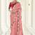 Peach Dori and Thread embroidered georgette Wedding & Party saree