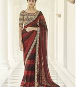 Red Thread embroidered with gota Patti organza Wedding saree