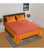 100% Pure Cotton  Skin friendly fabric with vibrant colours Jaipuri Print Double Bedsheet with 2 Pillow Covers