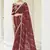 Maroon Dori and Sequins embroidered organza Wedding and Party saree
