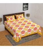 100% Pure Cotton  Skin friendly fabric with vibrant colours Jaipuri Print Double Bedsheet with 2 Pillow Covers