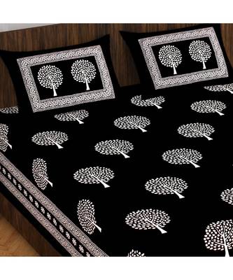 100% Pure Cotton  Skin friendly fabric with vibrant colours Jaipuri Print Double Bedsheet with 2 Pillow Covers 2