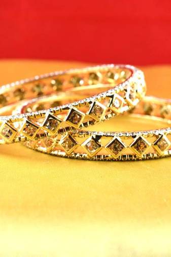Gold Moti Stone Cz Polki Kundun Meenakari Pearl Bangle Kara Size
