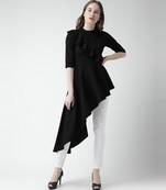 Attractive Black Self Design High-Low Top