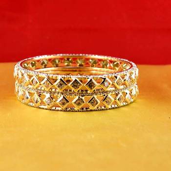 Gold Moti Stone Cz Polki Kundun Meenakari Pearl Bangle Kara Size 2