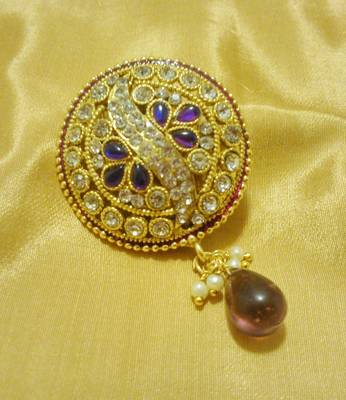 Designer Purple CZ Saree Pin Brooch 1