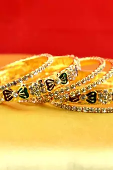 Gold Moti Stone Cz Polki Kundun Meenakari Pearl Bangle Kara Size