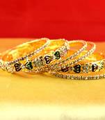 Gold Moti Stone Cz Polki Kundun Meenakari Pearl Bangle Kara Size