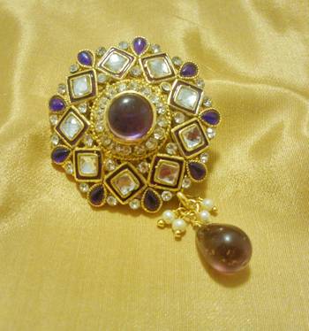 Designer Purple CZ Saree Pin Brooch 1