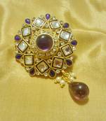 Designer Purple CZ Saree Pin Brooch