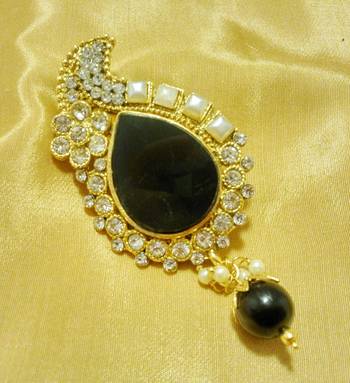 Designer Black CZ Saree Pin Brooch 1
