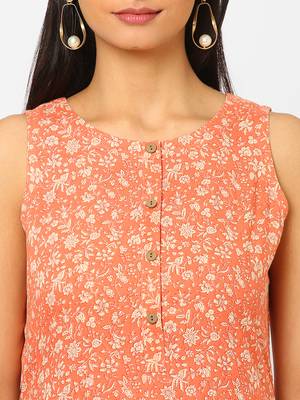 Peach printed cotton ethnic-kurtis 5