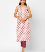 White printed cotton ethnic-kurtis